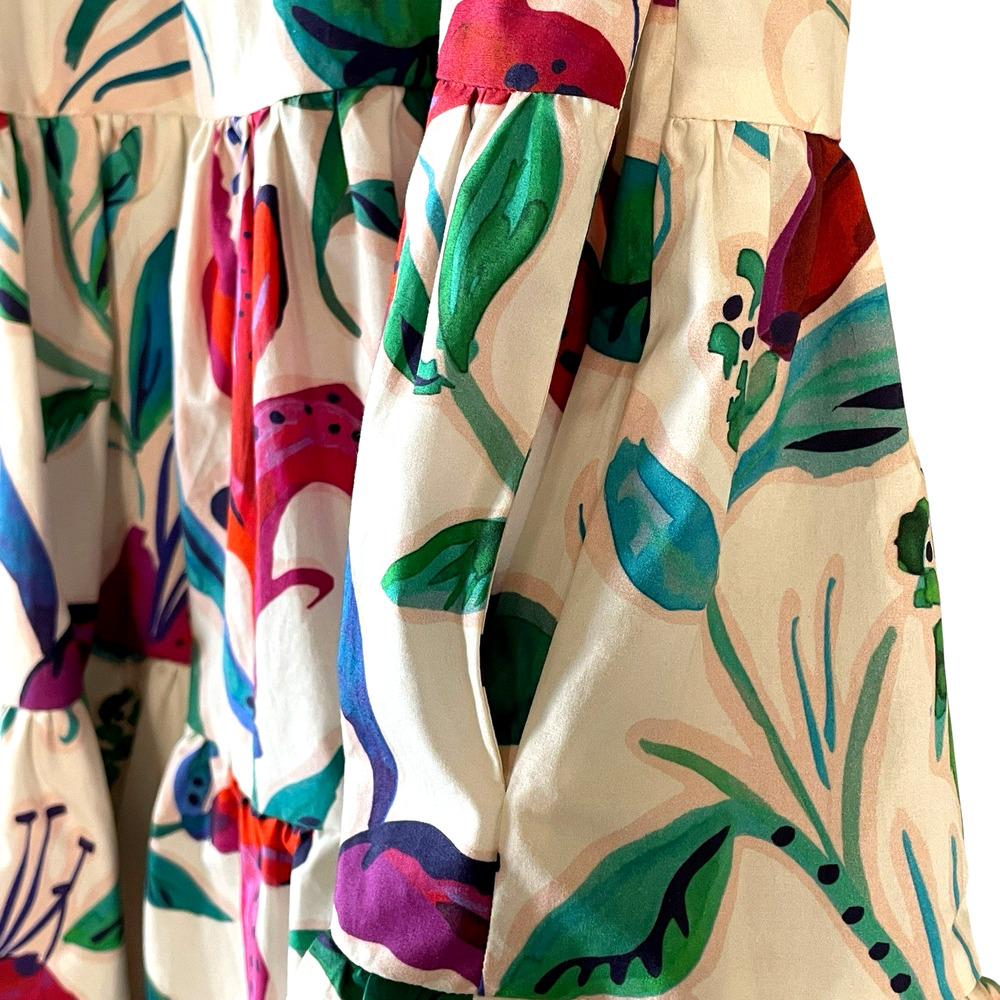 La DOUBLEJ Honeybun Women's Size Large Floral Cotton Tiered Mini Dress Italy NEW - Picture 9 of 16